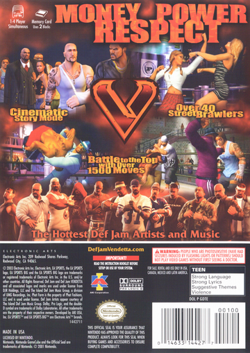 Def Jam: Vendetta | GameCube | back cover | region=North America | source-country=Canada,Mexico,United States | zypher-v2 | moby-6c039f440dcc | Data by MobyGames.com