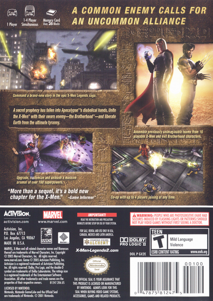 
X-Men: Legends II - Rise of Apocalypse | GameCube | back cover | Region: North America | source-country=Canada,Mexico,Other,United States | Data by MobyGames.com