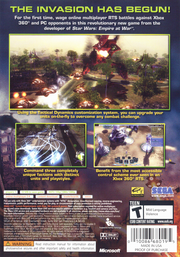 
Universe at War: Earth Assault | Xbox 360 | back cover | Region: North America | source-country=United States | Data by MobyGames.com