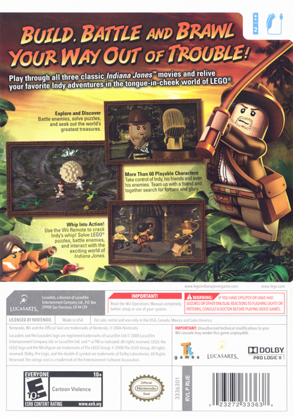 LEGO Indiana Jones: The Original Adventures | Wii | back cover | region=North America | source-country=Canada,Mexico,United States | zypher-v2 | moby-a3f4a712d23e | Data by MobyGames.com