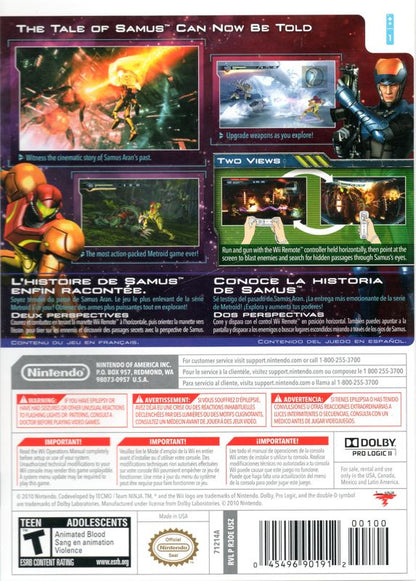 Metroid: Other M | Wii | back cover | region=North America | source-country=Canada,Mexico,United States | zypher-v2 | moby-d3e69e7bbc7f | Data by MobyGames.com