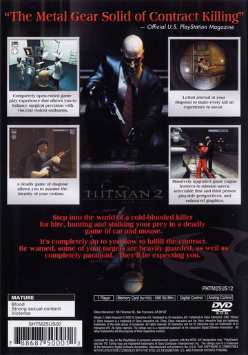 
Hitman 2: Silent Assassin | PlayStation 2 | back cover | Data by MobyGames.com