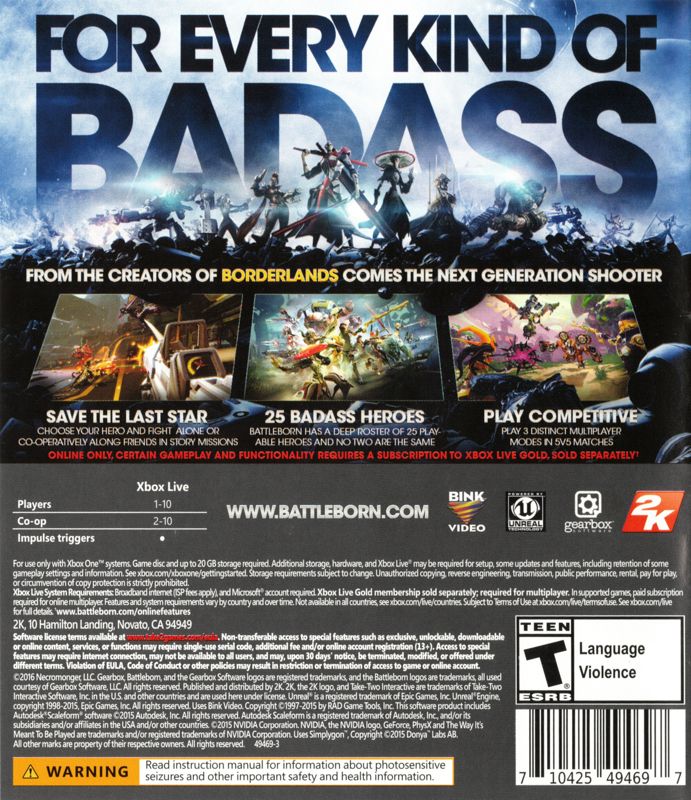 
Battleborn | Xbox One | back cover | Data by MobyGames.com