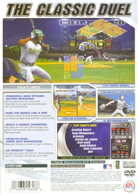 MVP Baseball 2003 | PlayStation 2 | back cover | region=North America | source-country=Canada,United States | zypher-v2 | moby-79e88c72dac6 | Data by MobyGames.com