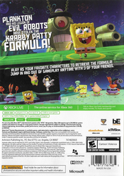 
SpongeBob SquarePants: Plankton's Robotic Revenge | Xbox 360 | back cover | Data by MobyGames.com