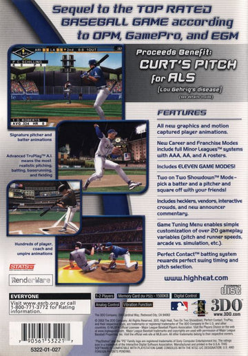 
High Heat Major League Baseball 2004 | PlayStation 2 | back cover | Region: North America | source-country=United States | Data by MobyGames.com