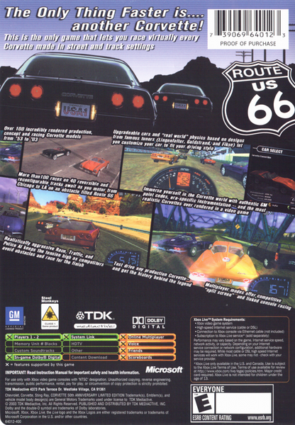 
Corvette | Xbox | back cover | Data by MobyGames.com