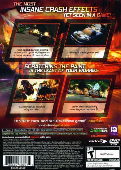 Crash 'N' Burn | PlayStation 2 | back cover | region=North America | source-country=Canada,United States | zypher-v2 | moby-a7db85942c02 | Data by MobyGames.com