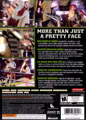 Rumble Roses XX | Xbox 360 | back cover | region=North America | source-country=United States | zypher-v2 | moby-bc3237d2c6fe | Data by MobyGames.com