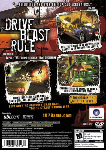 
187: Ride or Die | PlayStation 2 | back cover | Region: North America | source-country=United States | Data by MobyGames.com