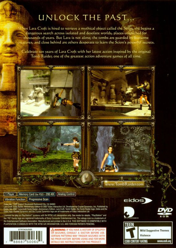 Lara Croft: Tomb Raider - Anniversary | PlayStation 2 | back cover | Data by MobyGames.com