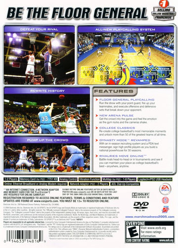 NCAA March Madness 2005 | PlayStation 2 | back cover | region=North America | source-country=United States | zypher-v2 | moby-ba87654a3233 | Data by MobyGames.com
