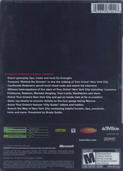 
True Crime: New York City (Collector's Edition) | Xbox | back cover | Data by MobyGames.com