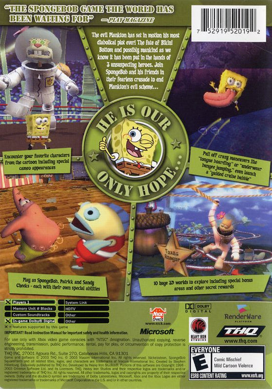 
SpongeBob SquarePants: Battle for Bikini Bottom | Xbox | back cover | Data by MobyGames.com