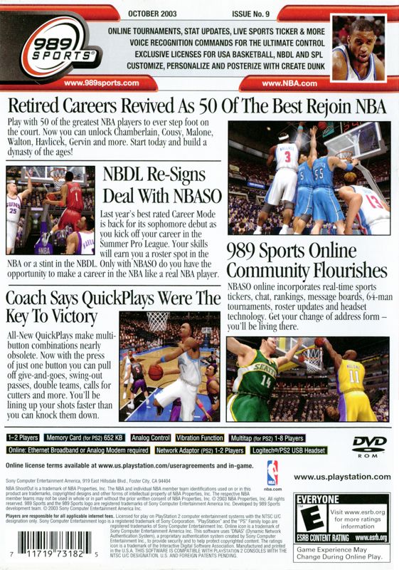 NBA ShootOut 2004 | PlayStation 2 | back cover | region=North America | source-country=United States | zypher-v2 | moby-7bbd9d3780ee | Data by MobyGames.com