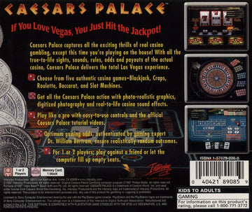 
Caesars Palace | PlayStation | back cover | Region: North America | source-country=United States | Data by MobyGames.com