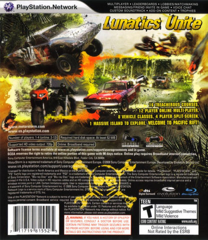
MotorStorm: Pacific Rift | PlayStation 3 | back cover | Data by MobyGames.com