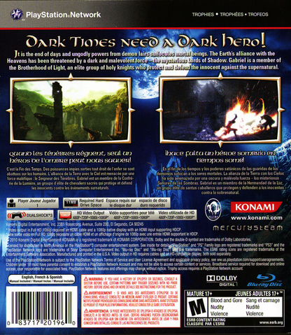 Castlevania: Lords of Shadow | PlayStation 3 | back cover | region=North America | source-country=Canada,Mexico,United States | zypher-v2 | moby-f8032a8ac3dc | Data by MobyGames.com