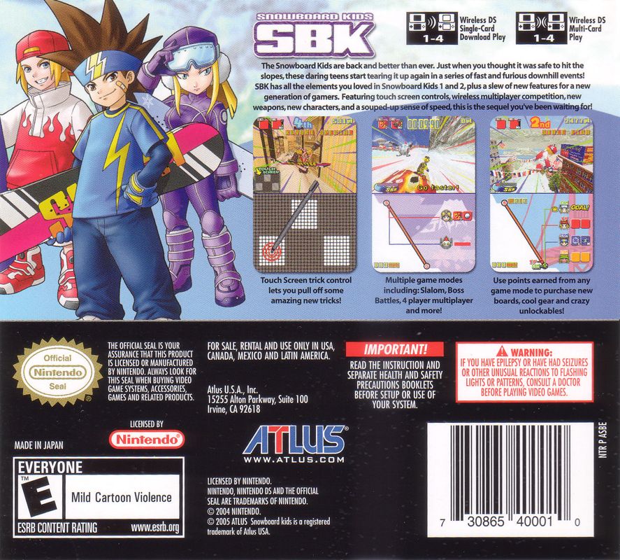 
SBK: Snowboard Kids | Nintendo DS | back cover | Data by MobyGames.com