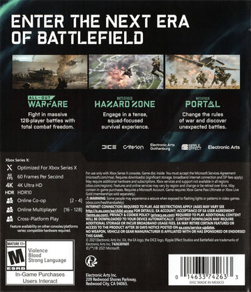 
Battlefield 2042 | Xbox Series | back cover | Region: North America | source-country=United States | Data by MobyGames.com
