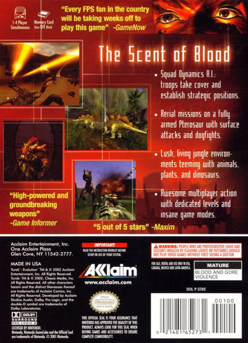 
Turok: Evolution | GameCube | back cover | Data by MobyGames.com