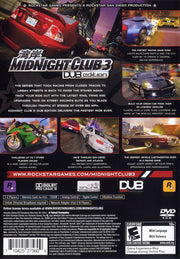 Midnight Club 3: DUB Edition | PlayStation 2 | back cover | region=North America | source-country=United States | zypher-v2 | moby-b79cfc7624bf | Data by MobyGames.com
