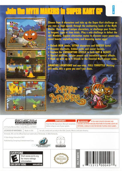 Myth Makers: Super Kart GP | Wii | back cover | region=North America | source-country=United States | zypher-v2 | moby-827a5d864f03 | Data by MobyGames.com
