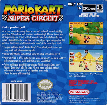 Mario Kart: Super Circuit | Game Boy Advance | back cover | region=North America | source-country=United States | zypher-v2 | moby-1868bdfe9f71 | Data by MobyGames.com