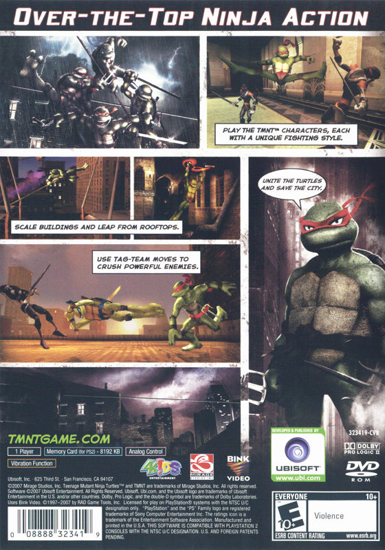 
TMNT | PlayStation 2 | back cover | Data by MobyGames.com