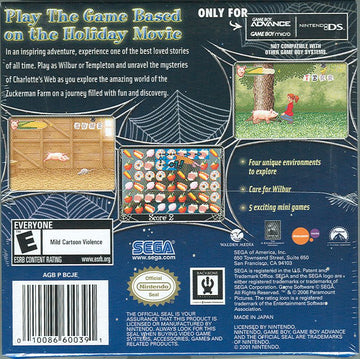 
Charlotte's Web | Game Boy Advance | back cover | Data by MobyGames.com