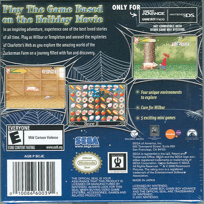 
Charlotte's Web | Game Boy Advance | back cover | Data by MobyGames.com