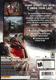 Dead Island | Xbox 360 | back cover | region=North America | source-country=United States | zypher-v2 | moby-25ac0d4a235e | Data by MobyGames.com