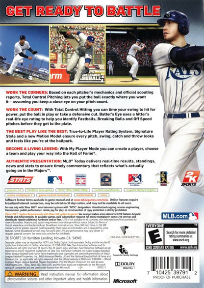 Major League Baseball 2K10 | Xbox 360 | back cover | region=North America | source-country=United States | zypher-v2 | moby-a56c83176077 | Data by MobyGames.com