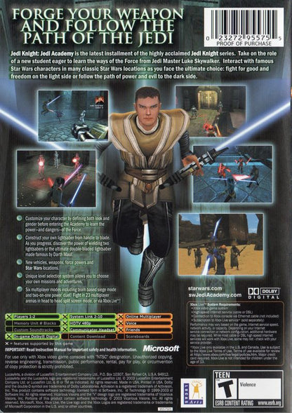 Star Wars: Jedi Knight - Jedi Academy | Xbox | back cover | moby-b72cce2d0dbe | Data by MobyGames.com