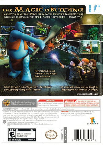 LEGO Harry Potter: Years 1-4 | Wii | back cover | region=North America | source-country=United States | zypher-v2 | moby-4e017ab86da9 | Data by MobyGames.com
