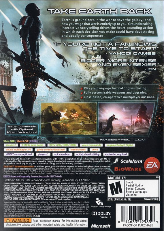 Mass Effect 3 | Xbox 360 | back cover | region=North America | source-country=United States | zypher-v2 | moby-246f9c4682f3 | Data by MobyGames.com