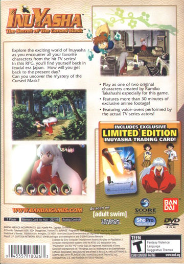 InuYasha: The Secret of the Cursed Mask | PlayStation 2 | back cover | region=North America | source-country=United States | zypher-v2 | moby-dad7c4beef0e | Data by MobyGames.com