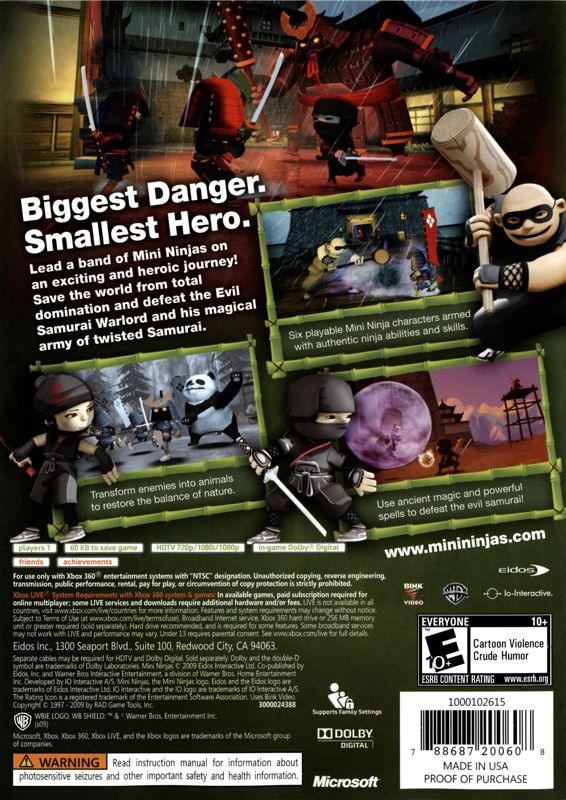 Mini Ninjas | Xbox 360 | back cover | Data by MobyGames.com