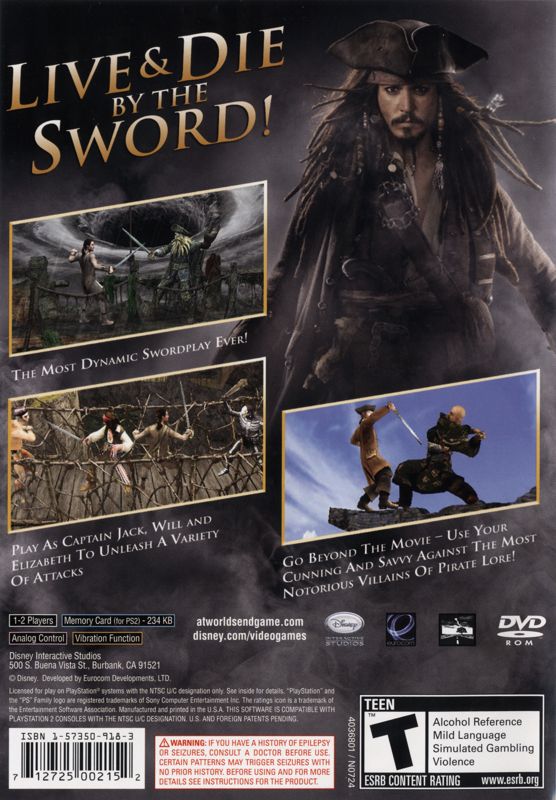 
Disney Pirates of the Caribbean: At World's End | PlayStation 2 | back cover | Data by MobyGames.com
