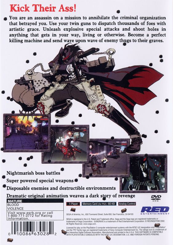 
Gungrave | PlayStation 2 | back cover | Data by MobyGames.com