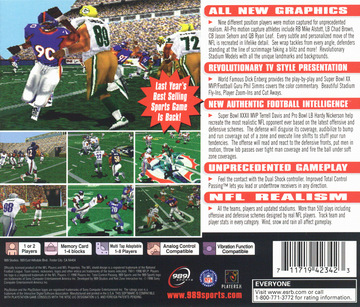 NFL GameDay 99 | PlayStation | back cover | region=North America | source-country=United States | zypher-v2 | moby-0424ea000513 | Data by MobyGames.com