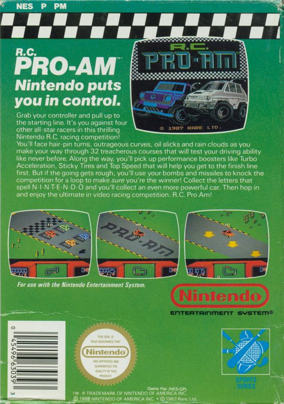 R.C. Pro-Am | NES | back cover | Data by MobyGames.com
