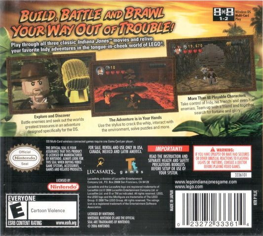 
LEGO Indiana Jones: The Original Adventures | Nintendo DS | back cover | Data by MobyGames.com