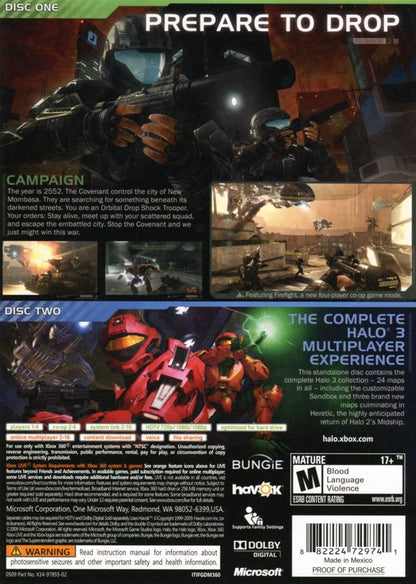 Halo 3: ODST | Xbox 360 | back cover | region=North America | source-country=United States | zypher-v2 | moby-c90c9d840d75 | Data by MobyGames.com