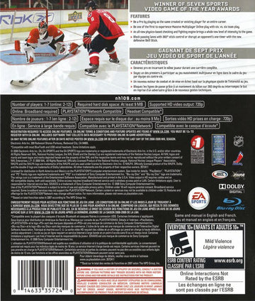 NHL 09 | PlayStation 3 | back cover | region=North America | source-country=Canada,United States | zypher-v2 | moby-ccaacb806ccd | Data by MobyGames.com