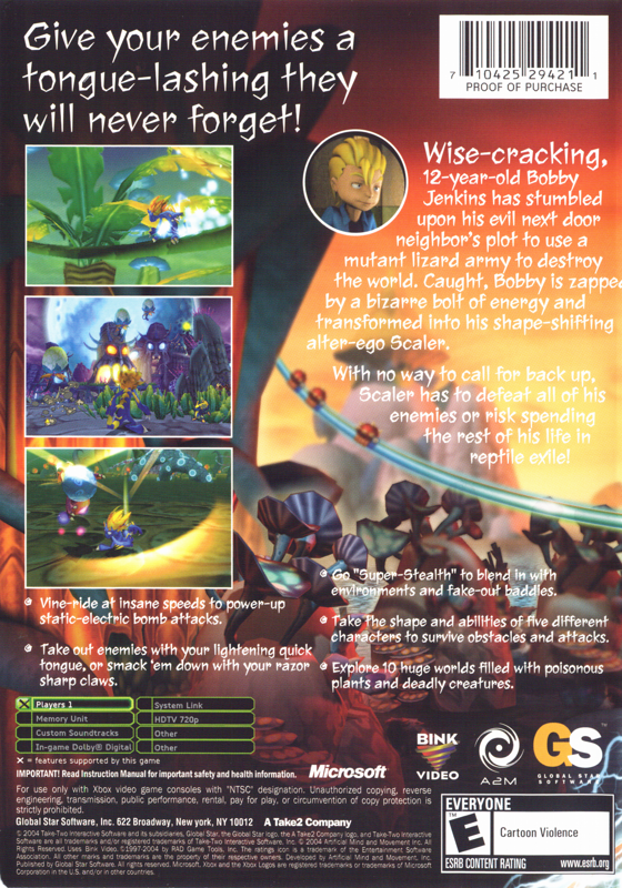 Scaler | Xbox | back cover | Data by MobyGames.com