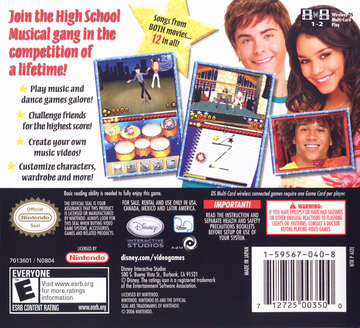 
High School Musical: Makin' the Cut! | Nintendo DS | back cover | Data by MobyGames.com