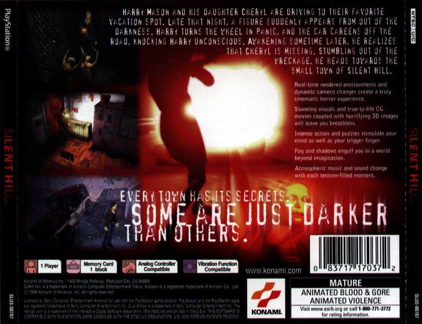 
Silent Hill | PlayStation | back cover | Data by MobyGames.com