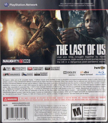 The Last of Us | PlayStation 3 | back cover | region=North America | source-country=United States | zypher-v2 | moby-a81cf22ca142 | Data by MobyGames.com