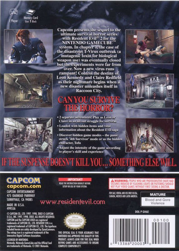 
Resident Evil 2 | GameCube | back cover | Data by MobyGames.com